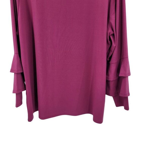Joan Rivers Magenta Pink Ruffle Sleeve Top Sz XL Womens Blouse Fuchsia Stretch - Picture 8 of 9